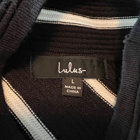 Lulus black & white striped long sleeve knit dress - Picture 3 of 8